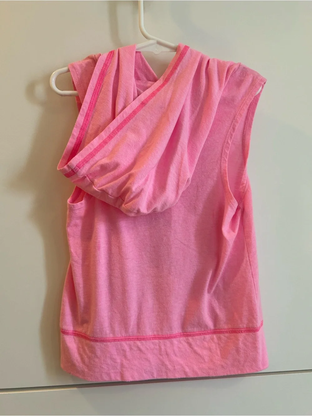Pink Sleeveless Hooded Tank with Metallic Logo “Keep Calm and Just Dance” Size 7